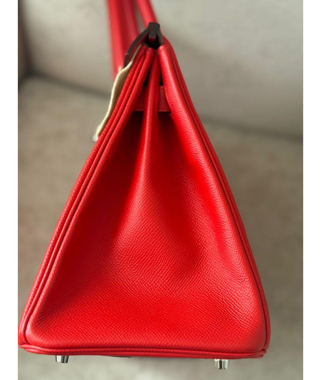 HERMES Красная кожаная сумка с короткими ручками, фото 3