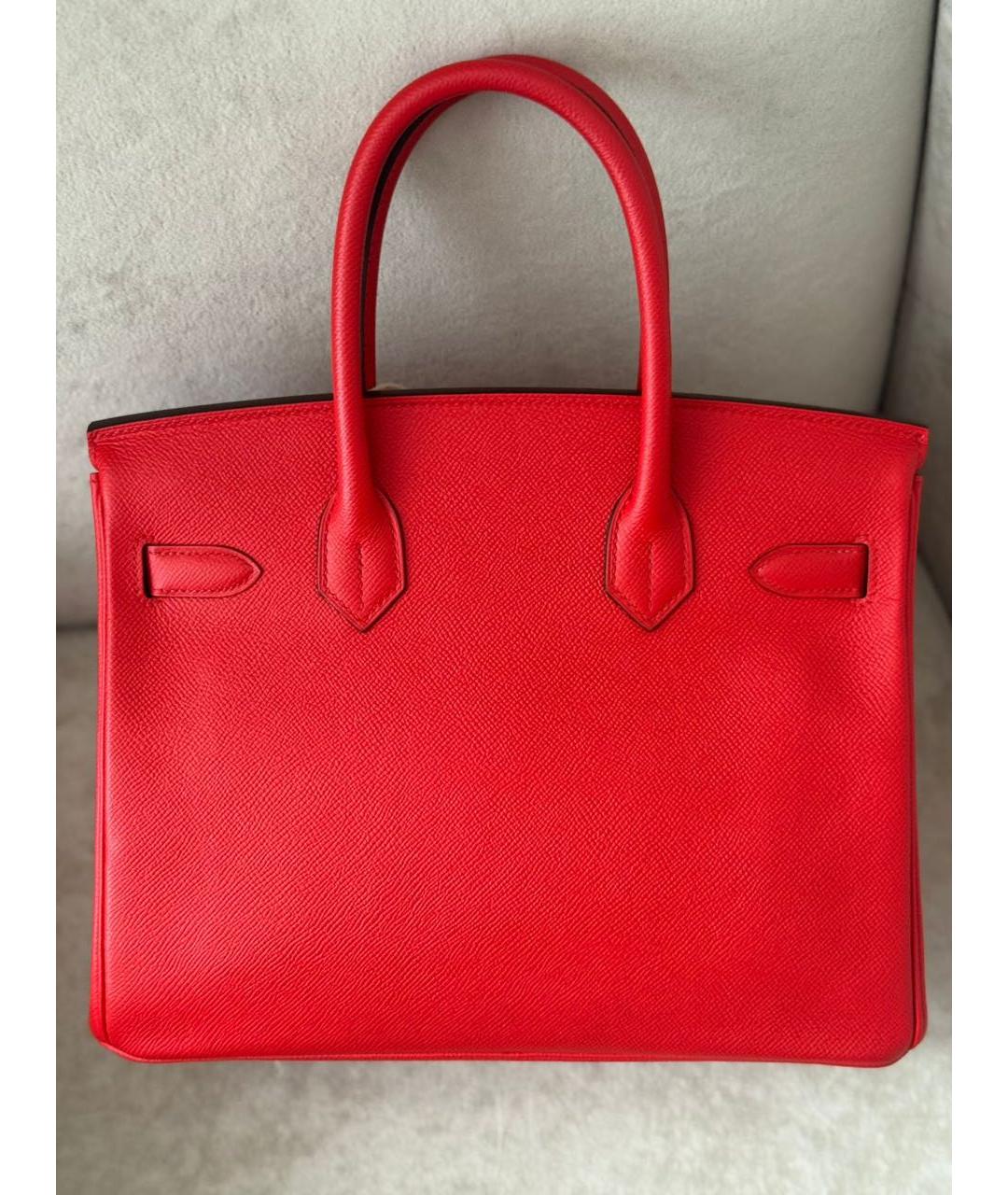HERMES Красная кожаная сумка с короткими ручками, фото 4