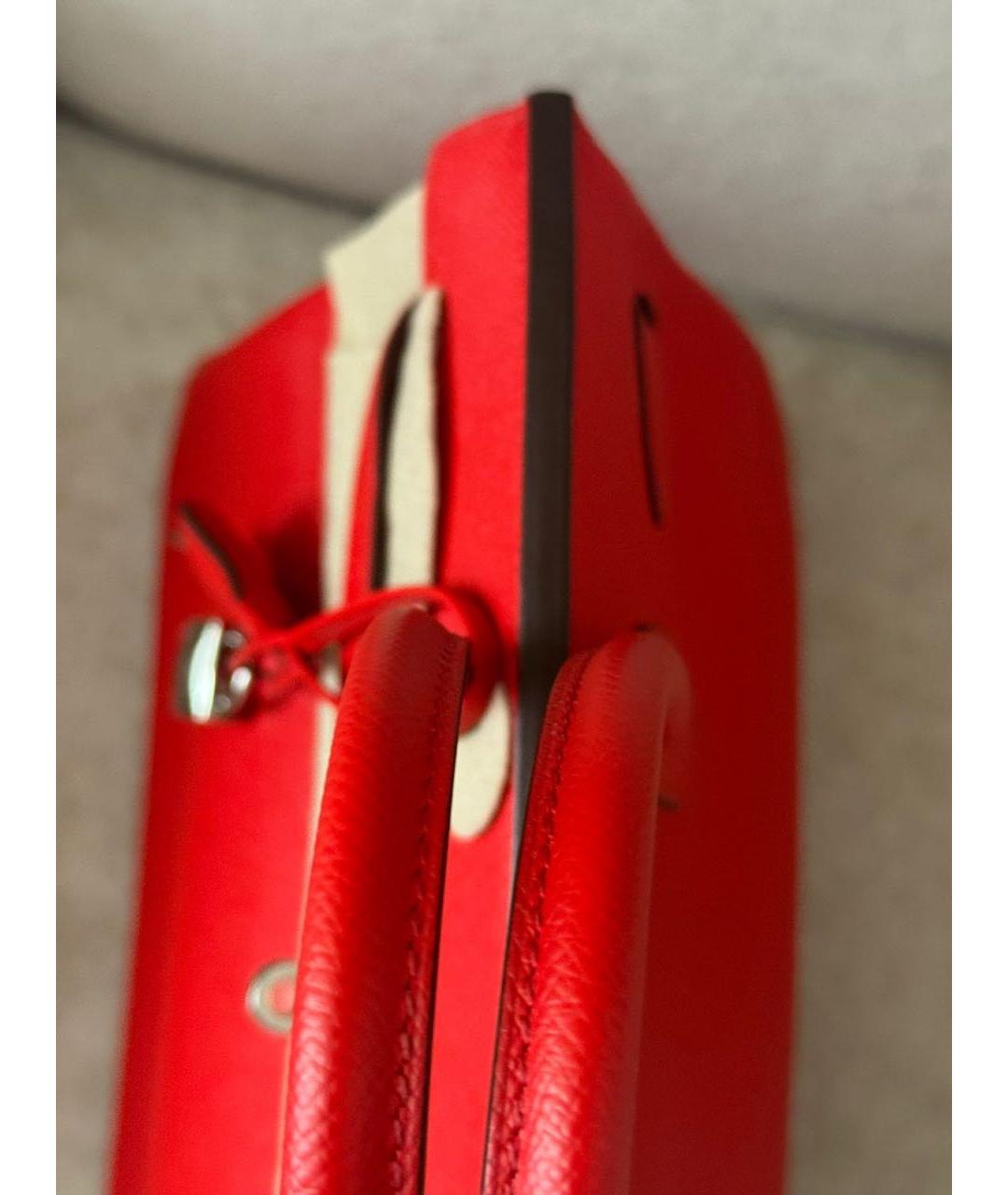 HERMES Красная кожаная сумка с короткими ручками, фото 9