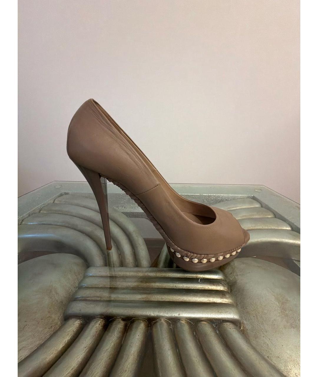 LE SILLA Бежевые кожаные туфли, фото 5