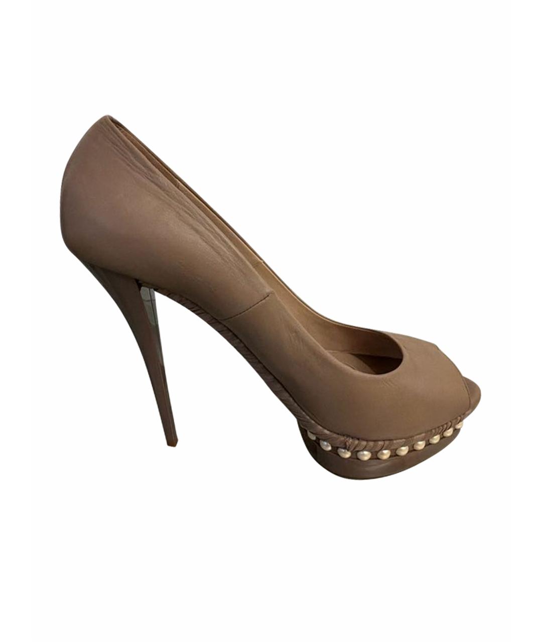 LE SILLA Бежевые кожаные туфли, фото 1