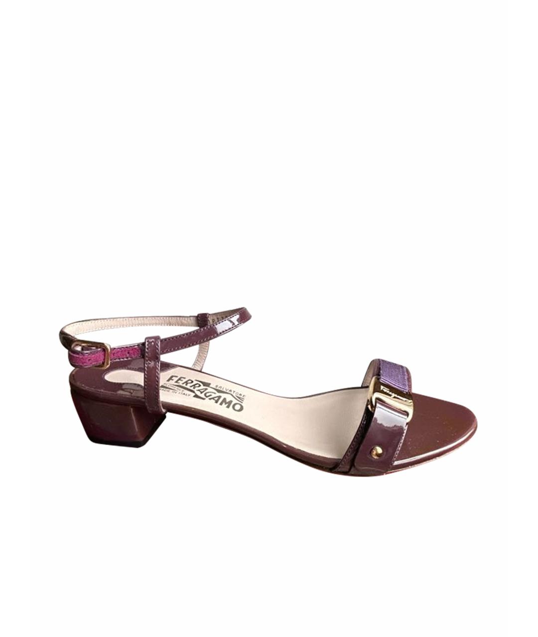 FERRAGAMO Фиолетовые босоножки из лакированной кожи, фото 1