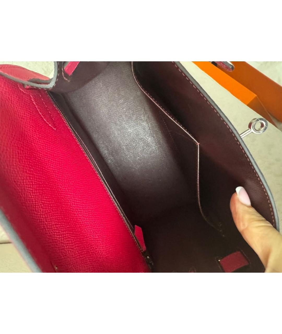 HERMES Розовая кожаная сумка с короткими ручками, фото 4