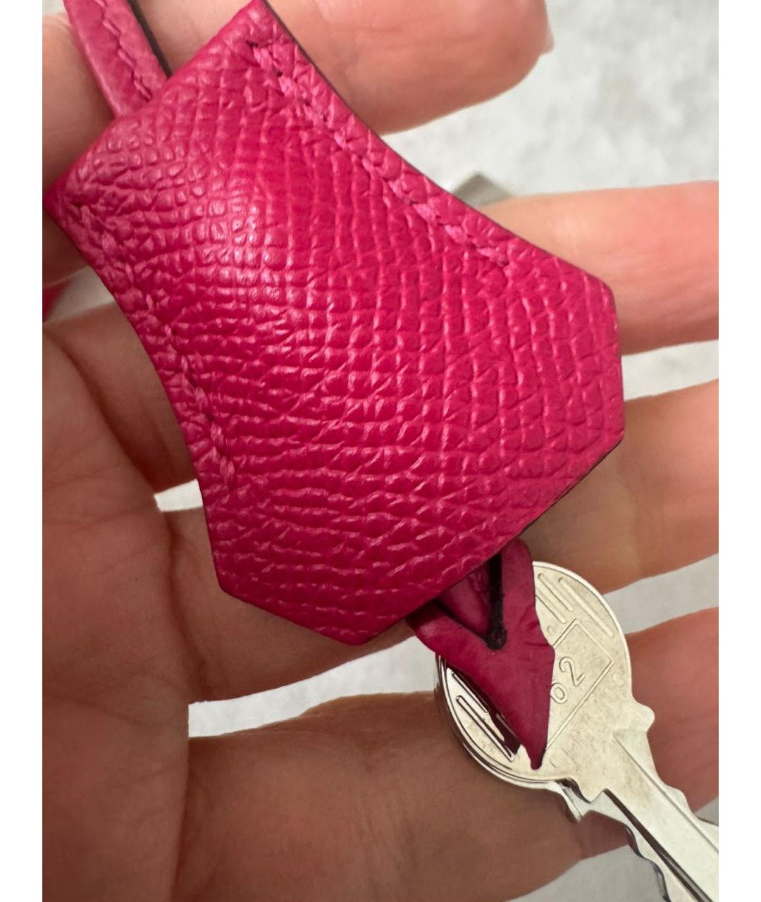 HERMES Розовая кожаная сумка с короткими ручками, фото 6