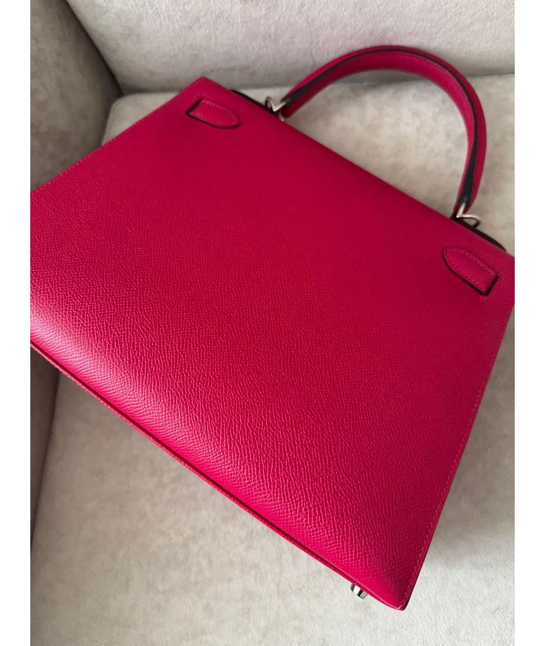 HERMES Розовая кожаная сумка с короткими ручками, фото 3