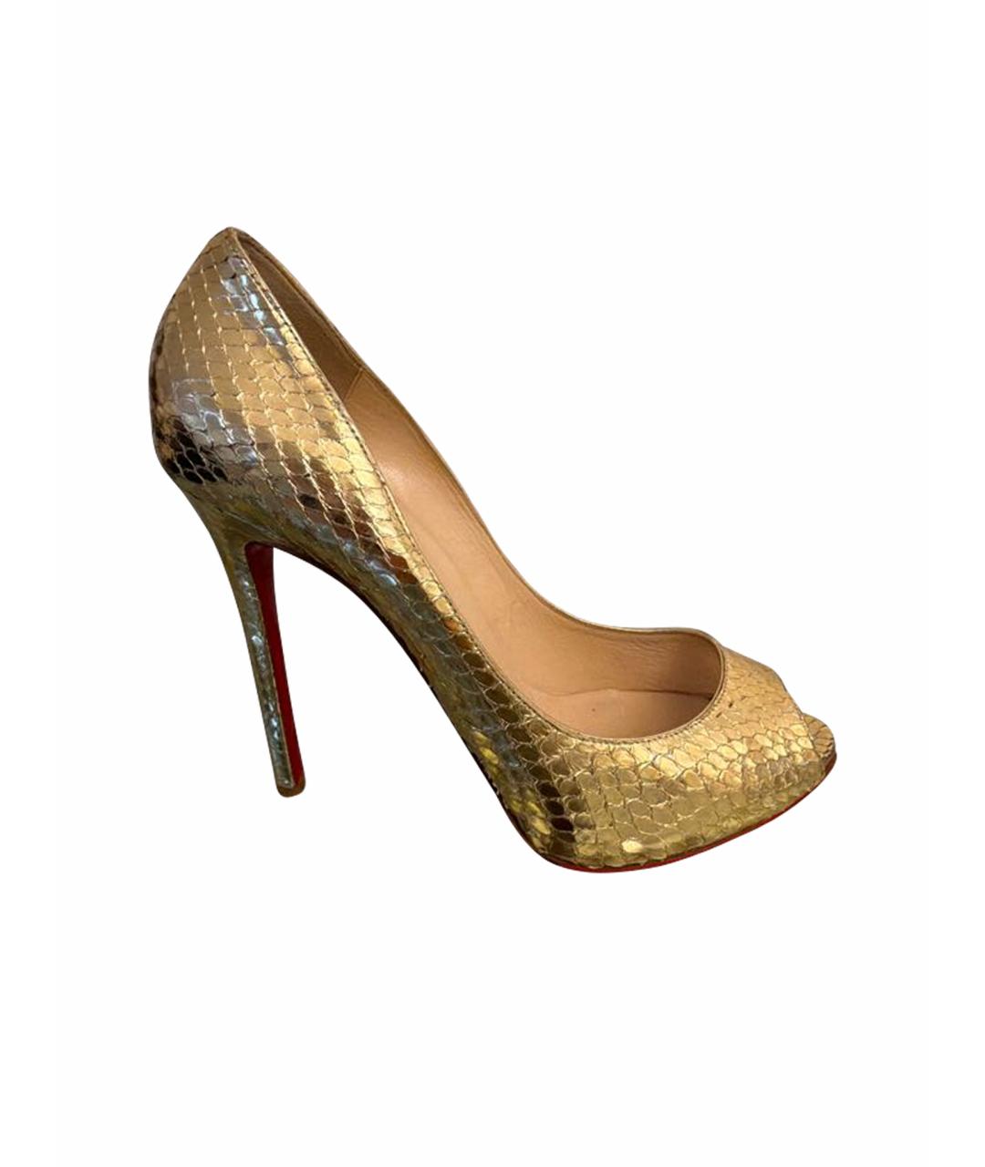 CHRISTIAN LOUBOUTIN Золотые туфли из экзотической кожи, фото 1