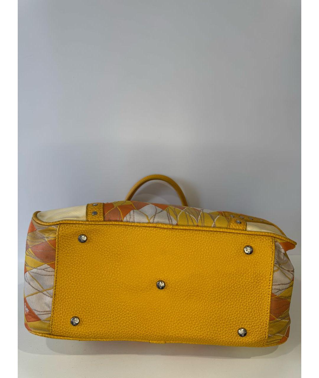 VIVIENNE WESTWOOD Желтая тканевая сумка с короткими ручками, фото 5