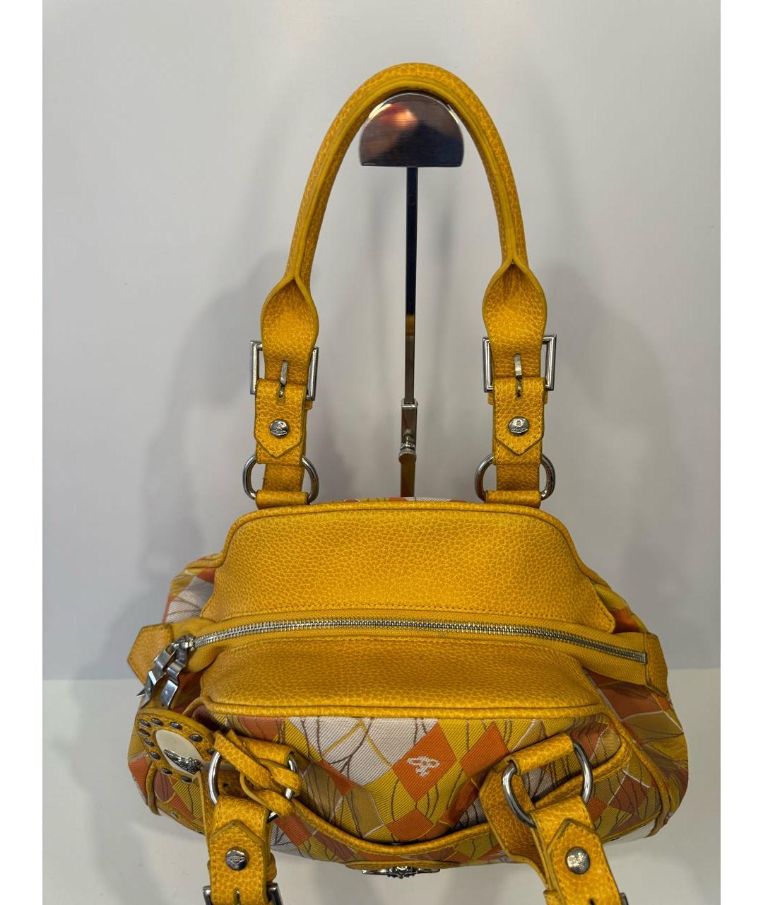 VIVIENNE WESTWOOD Желтая тканевая сумка с короткими ручками, фото 3