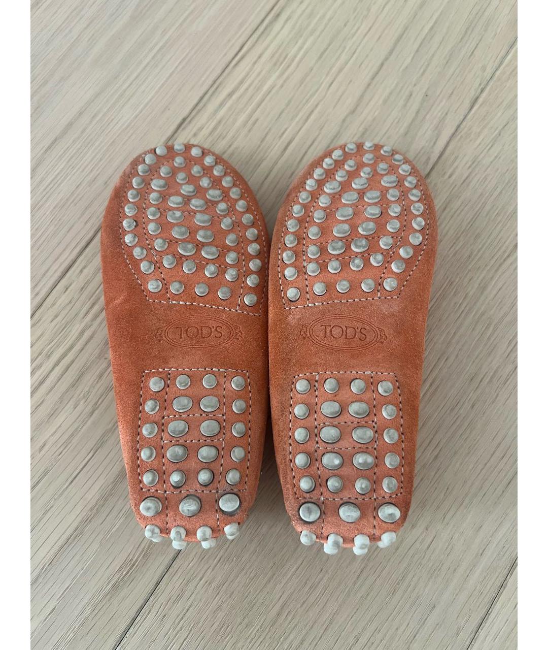 TOD'S Оранжевое замшевые лоферы и мокасины, фото 4