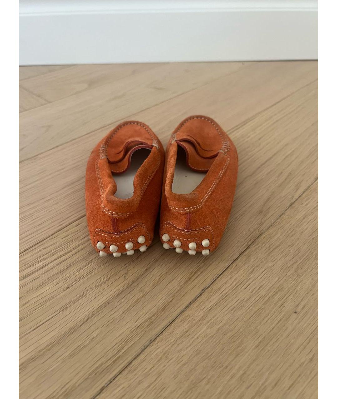 TOD'S Оранжевое замшевые лоферы и мокасины, фото 3