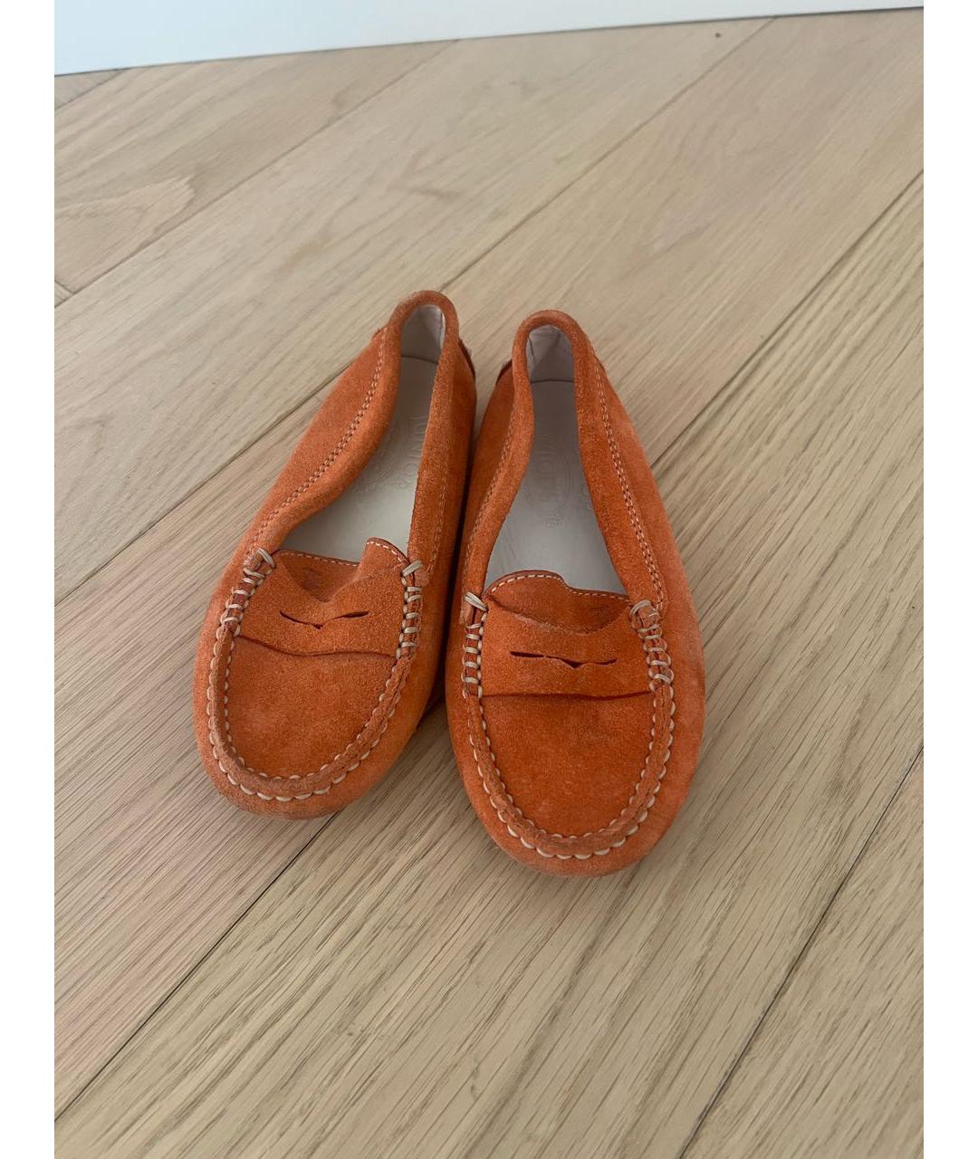TOD'S Оранжевое замшевые лоферы и мокасины, фото 2
