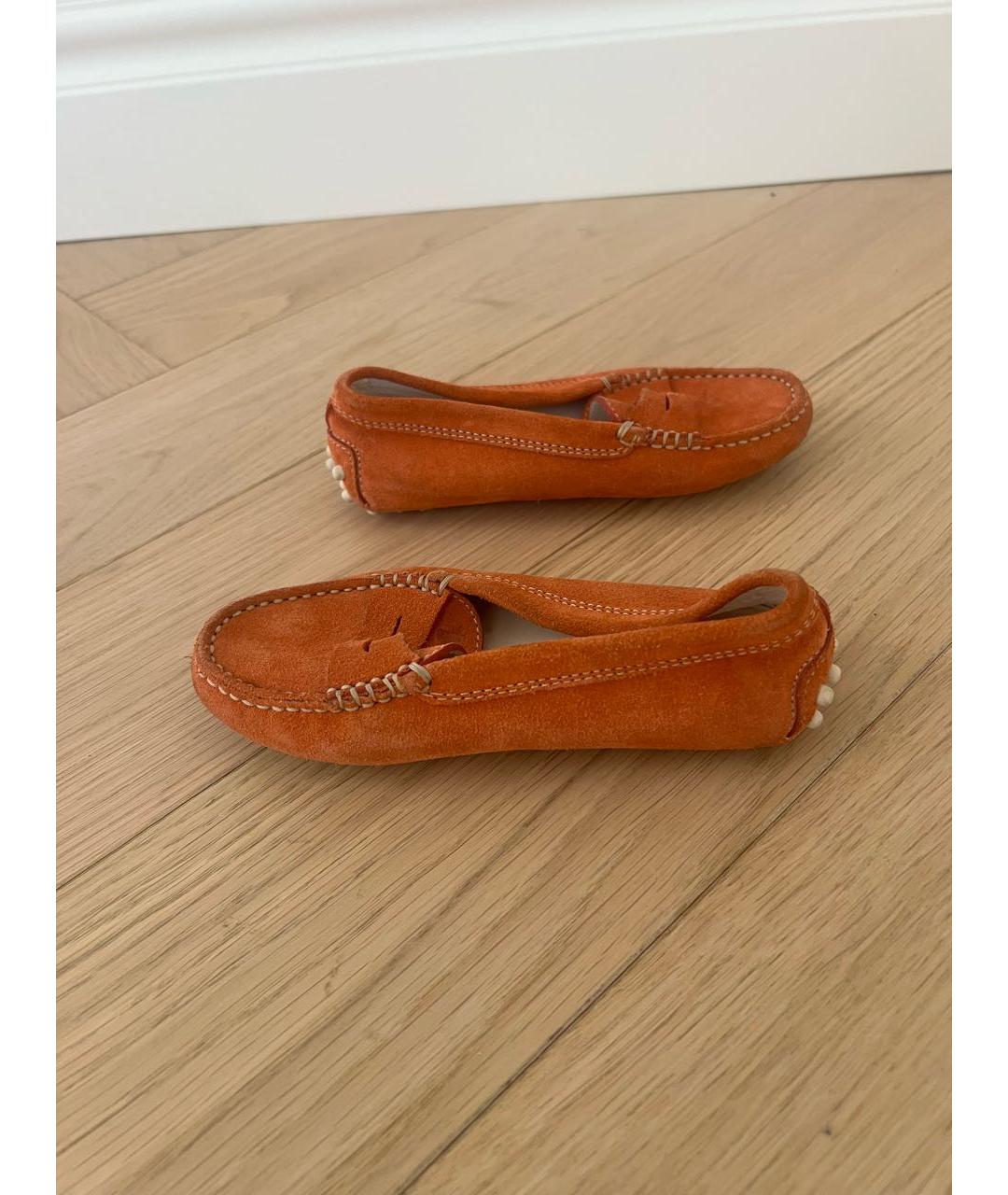 TOD'S Оранжевое замшевые лоферы и мокасины, фото 5