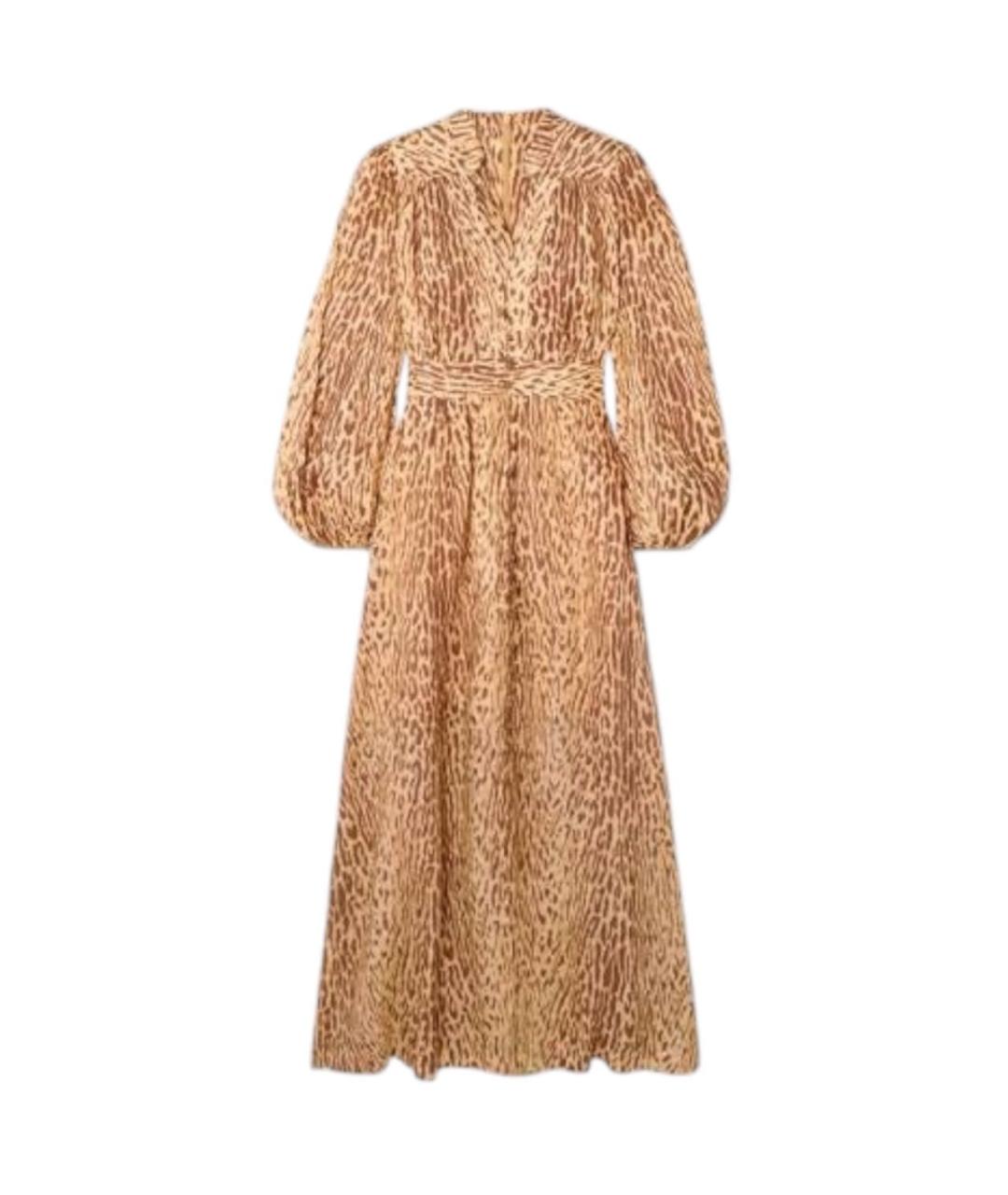 ZIMMERMANN Коричневое льняное повседневное платье, фото 6