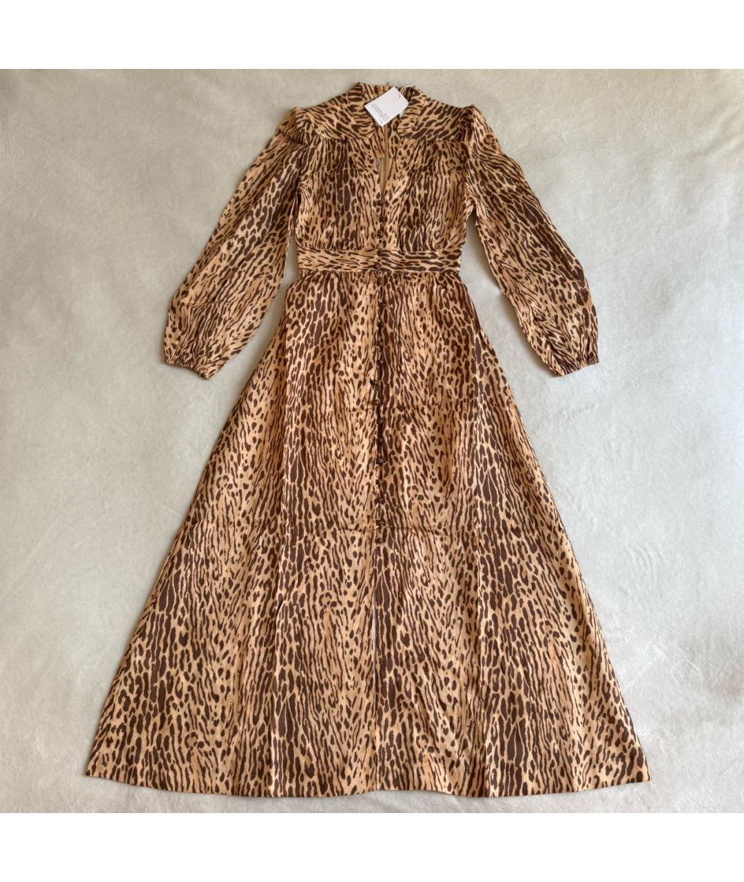 ZIMMERMANN Коричневое льняное повседневное платье, фото 2