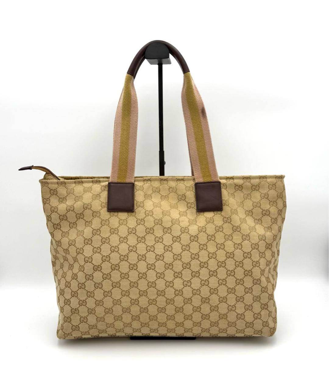 GUCCI Бежевая тканевая пляжная сумка, фото 4
