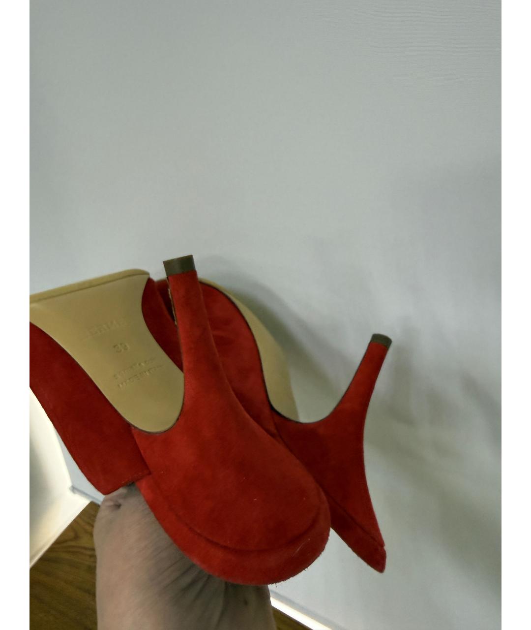 HERMES Коралловые замшевые мюли, фото 5