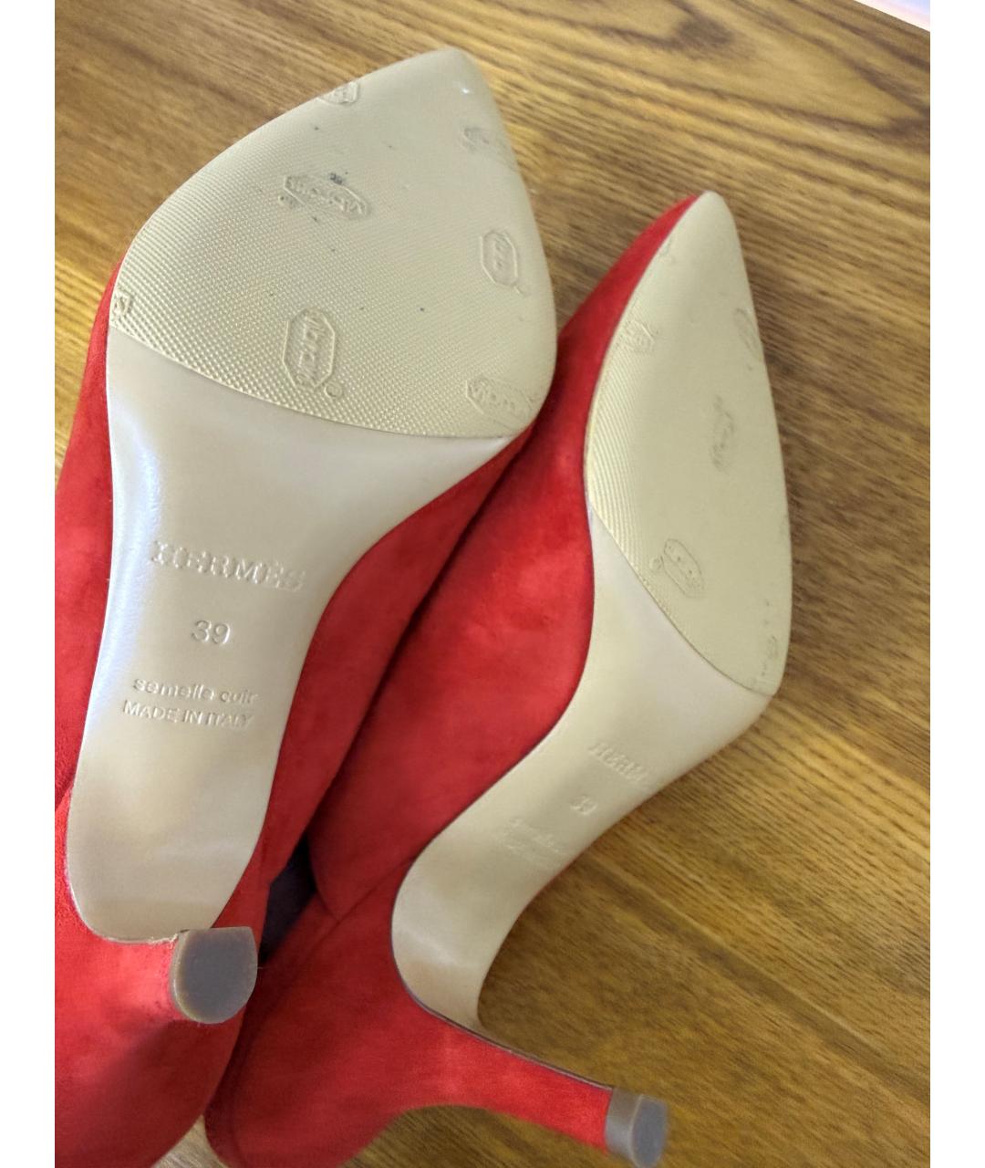 HERMES Коралловые замшевые мюли, фото 6