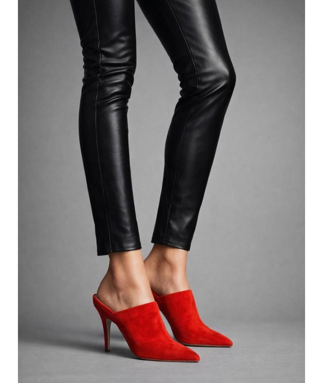 HERMES Коралловые замшевые мюли, фото 9