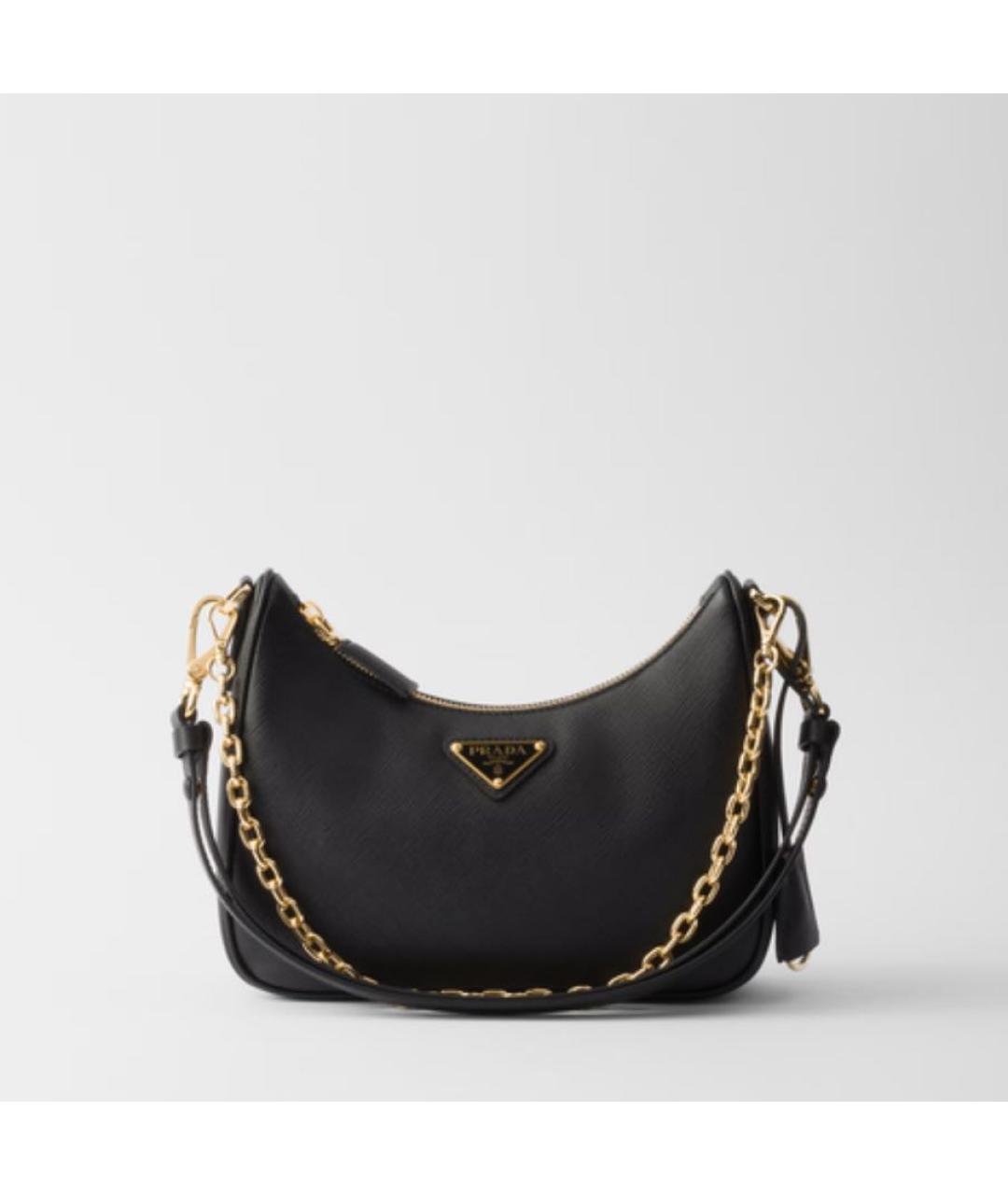 PRADA Черная кожаная сумка с короткими ручками, фото 3
