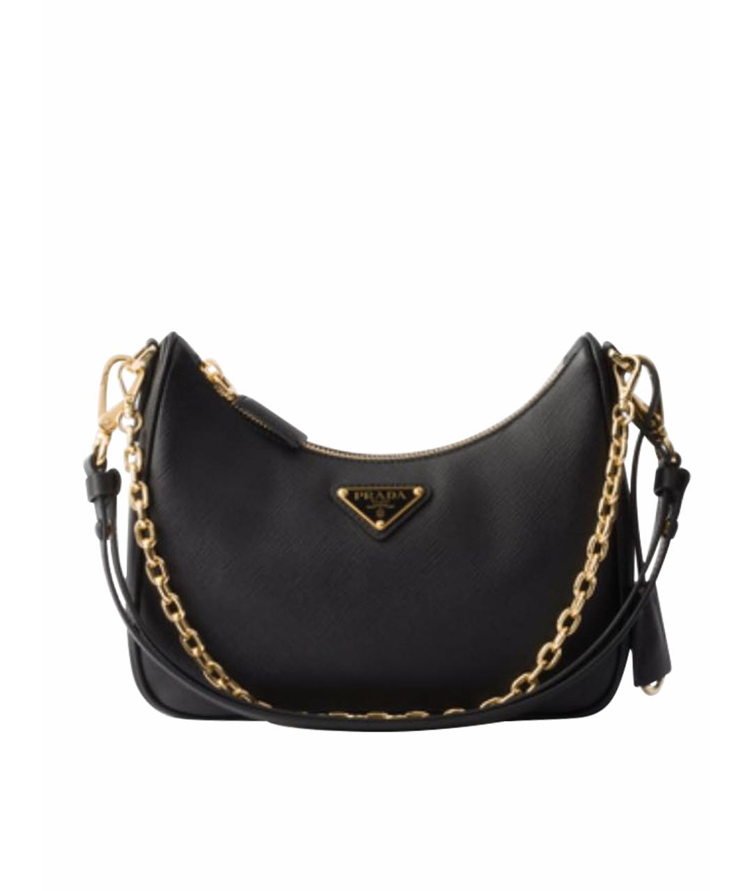 PRADA Черная кожаная сумка с короткими ручками, фото 1