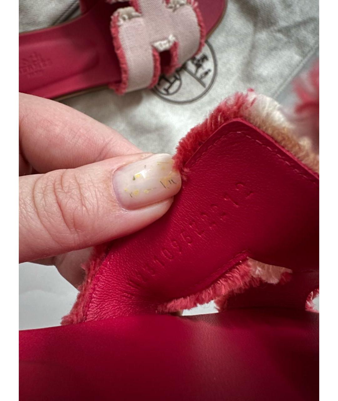 HERMES Розовые шлепанцы, фото 7