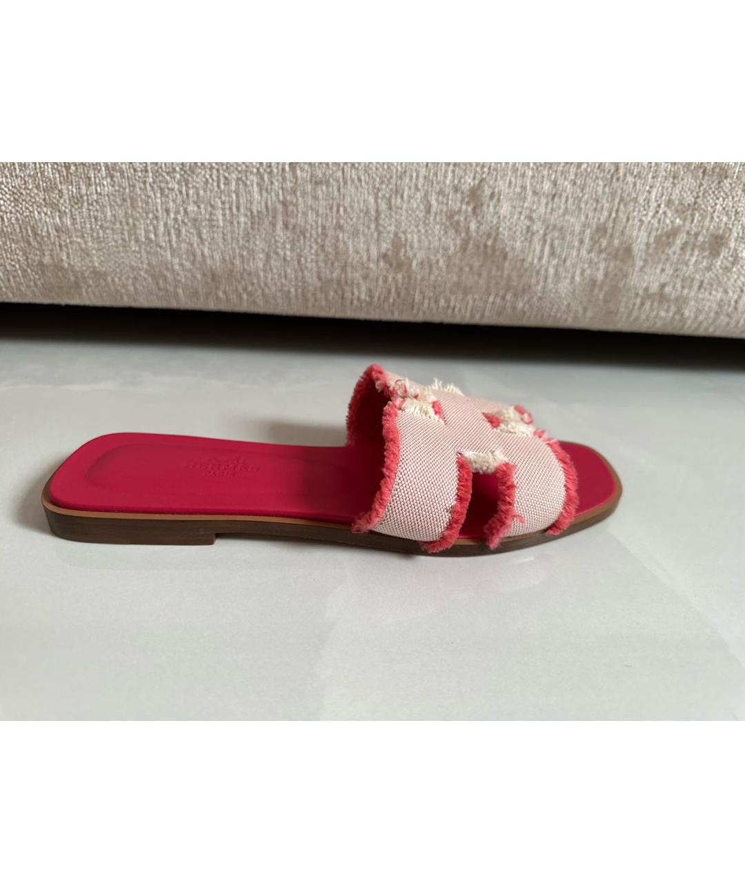 HERMES Розовые шлепанцы, фото 9