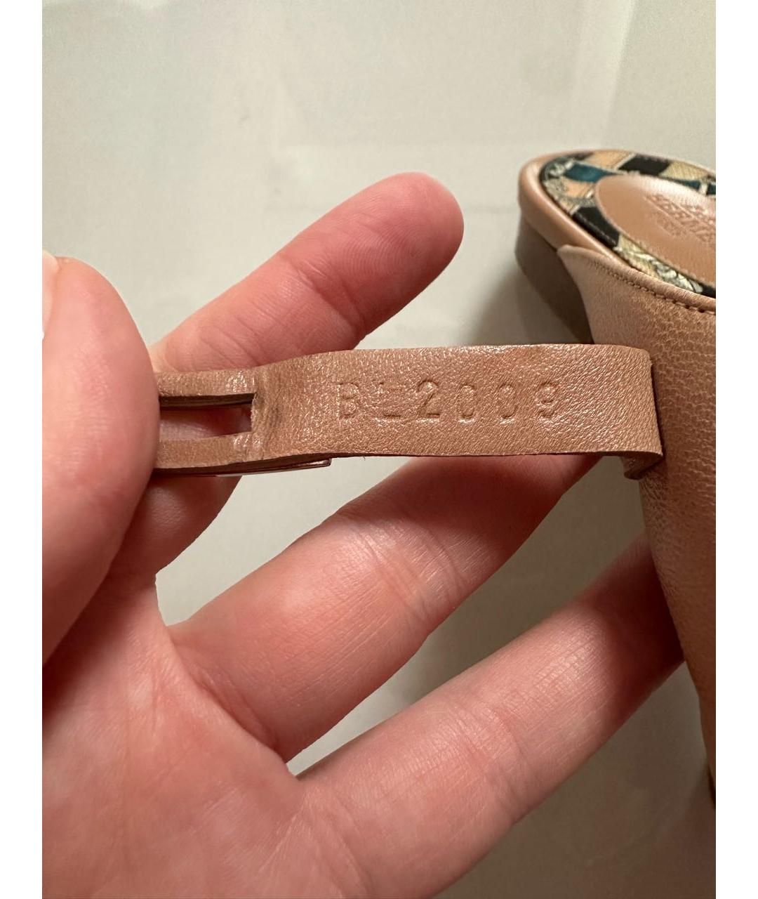 HERMES Бежевые кожаные мюли, фото 8