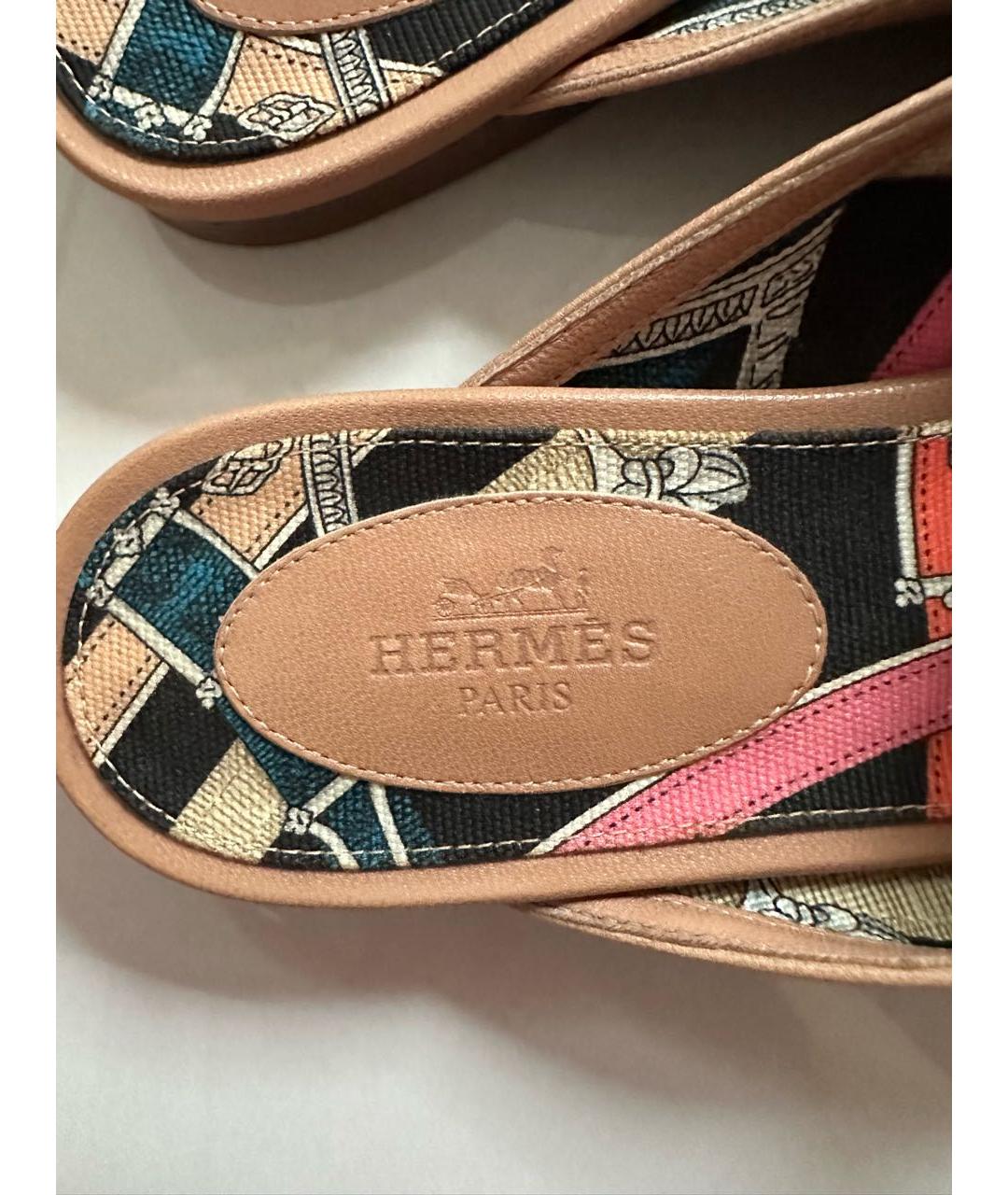 HERMES Бежевые кожаные мюли, фото 5