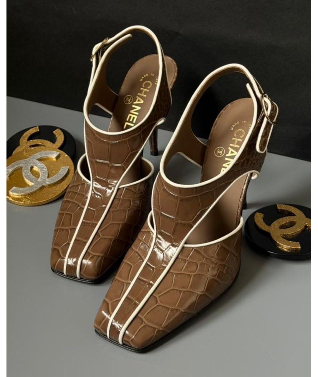 CHANEL Коричневые кожаные туфли, фото 3