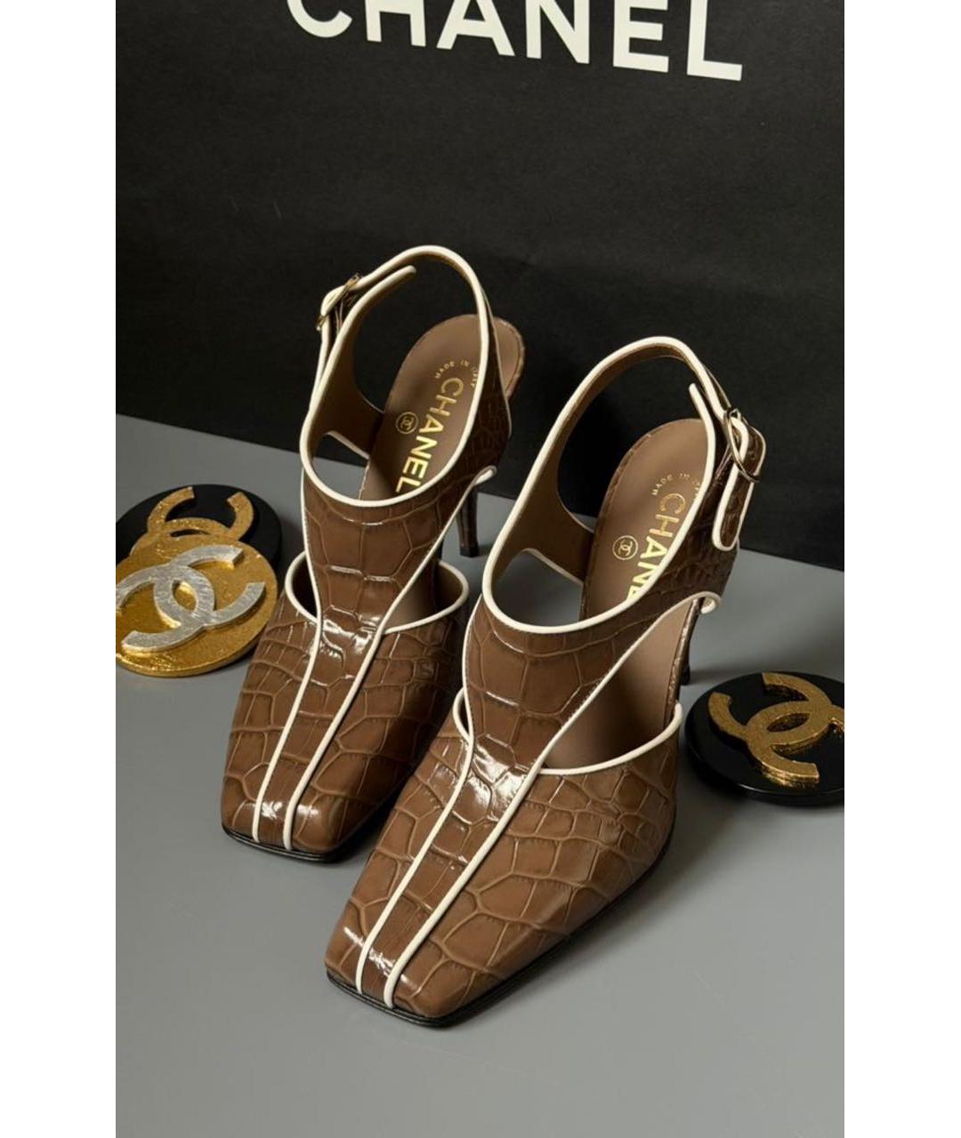 CHANEL Коричневые кожаные туфли, фото 2