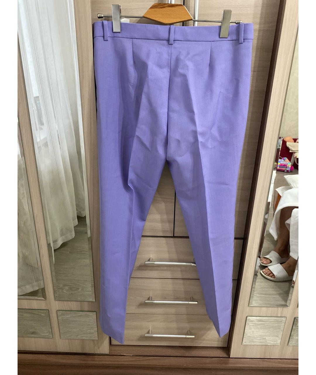 VERSACE Фиолетовые хлопковые прямые брюки, фото 2