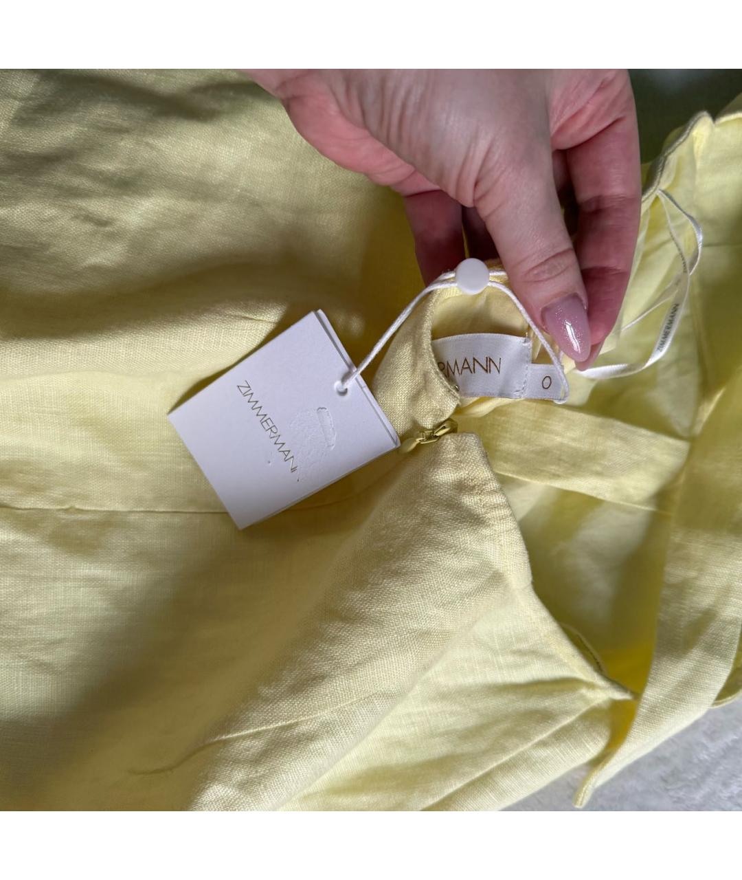 ZIMMERMANN Желтое льняное повседневное платье, фото 6
