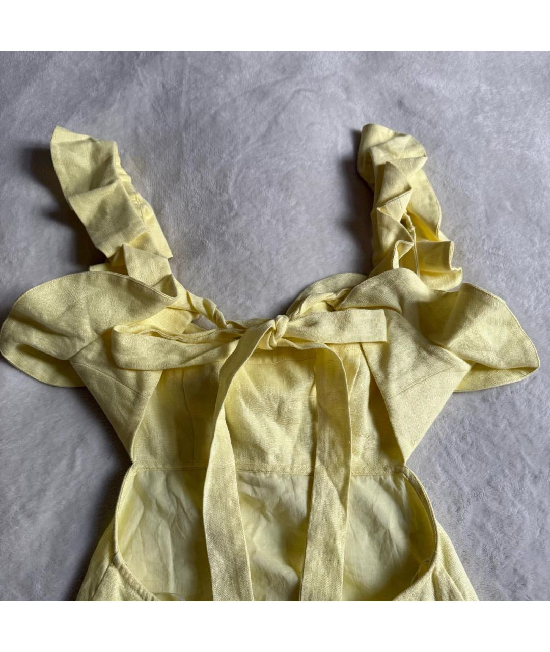 ZIMMERMANN Желтое льняное повседневное платье, фото 5