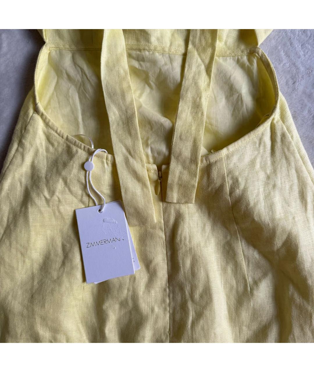 ZIMMERMANN Желтое льняное повседневное платье, фото 4