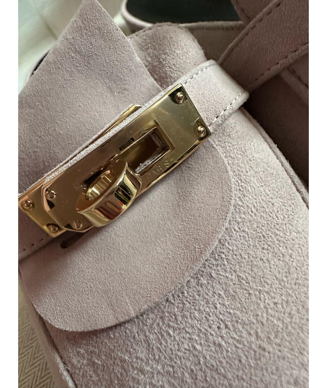 HERMES Розовые замшевые мюли, фото 5