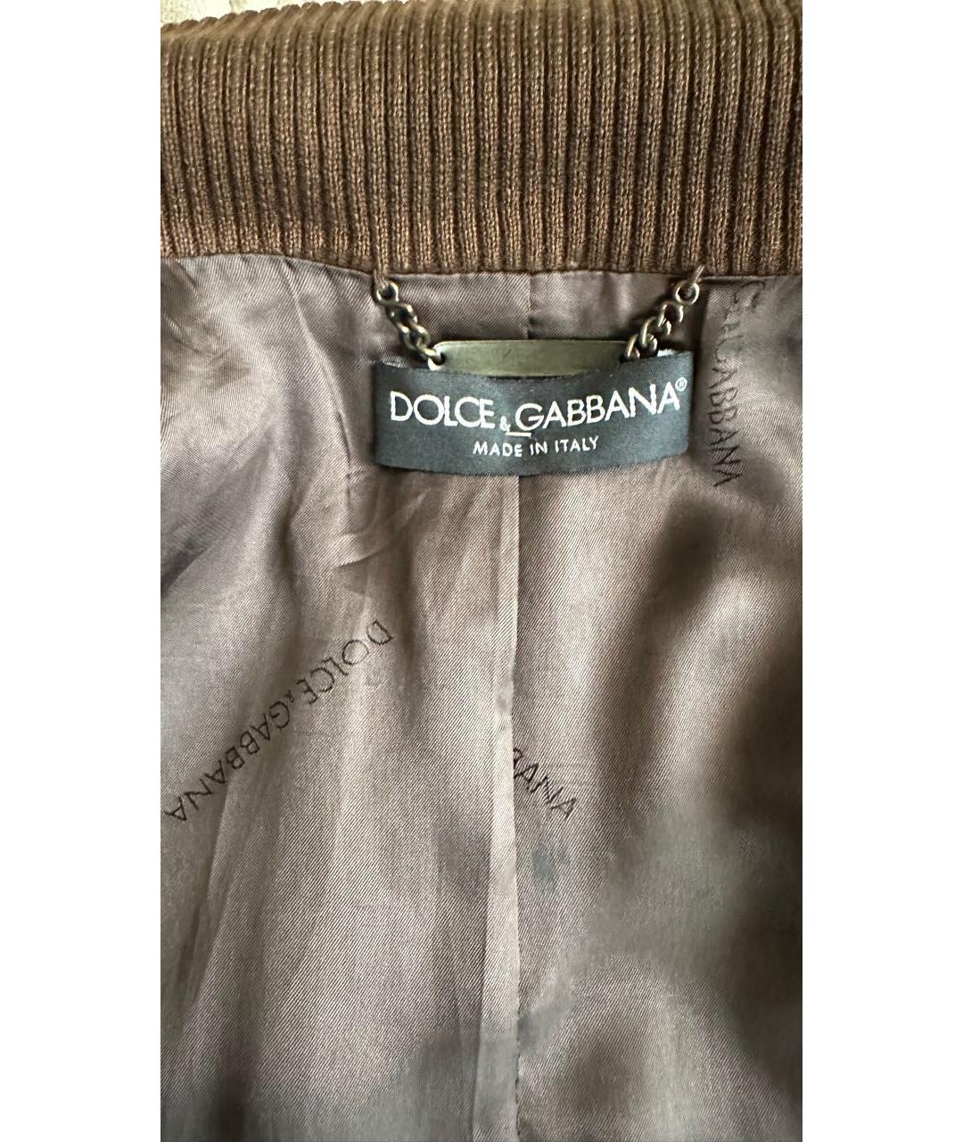 DOLCE&GABBANA Коричневая кожаная куртка, фото 3