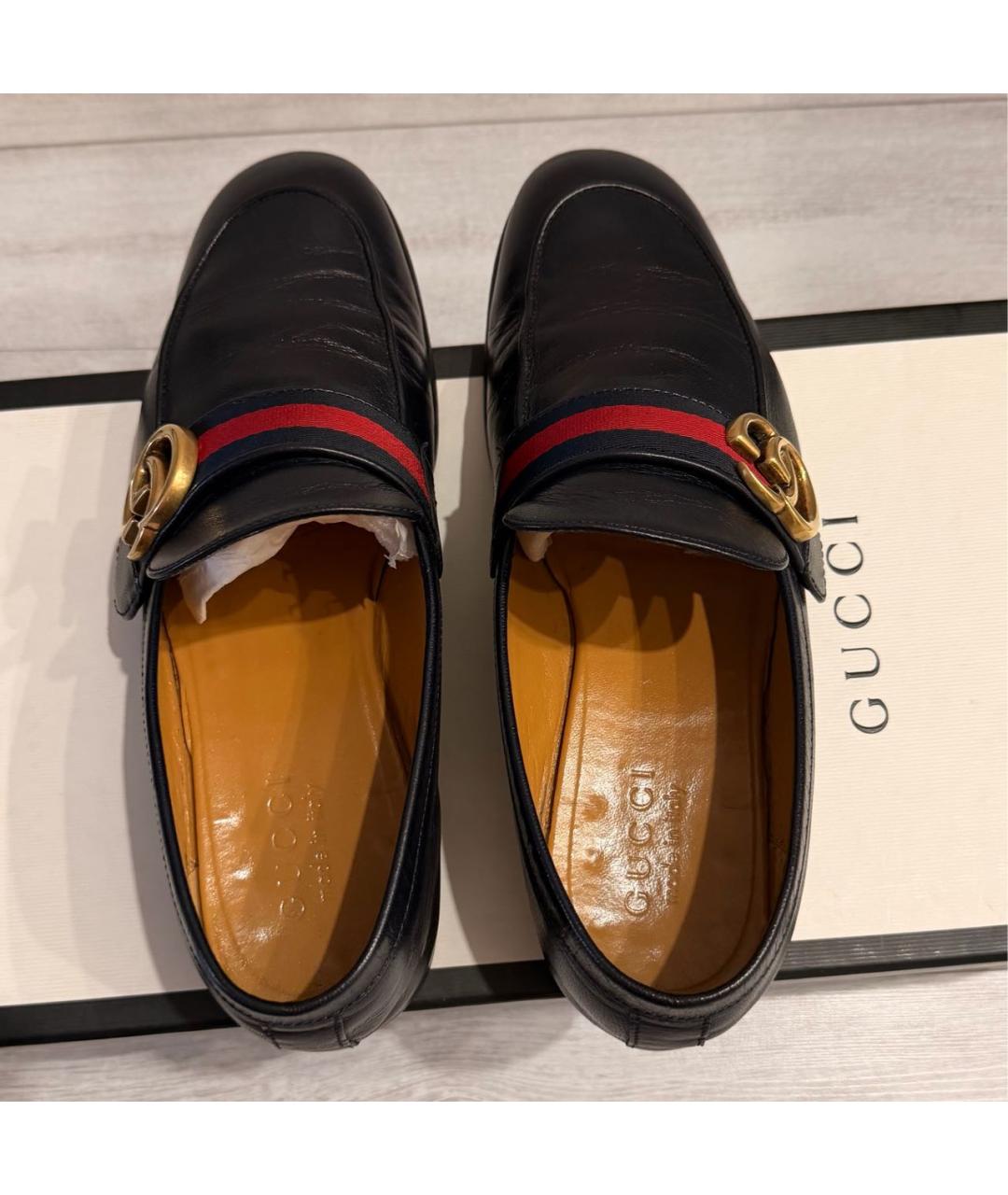 GUCCI Темно-синие кожаные туфли, фото 2