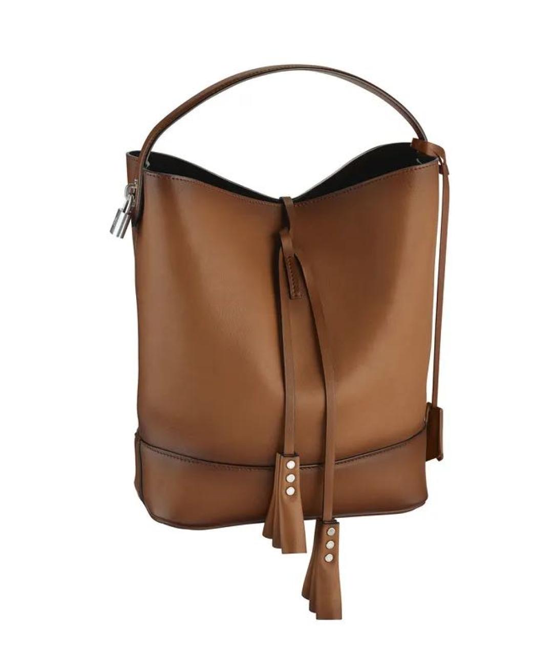 LOUIS VUITTON Коричневая кожаная сумка через плечо, фото 7