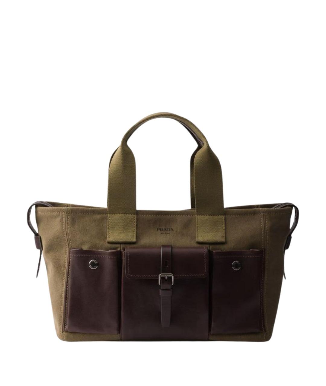 PRADA Хаки тканевая сумка тоут, фото 1