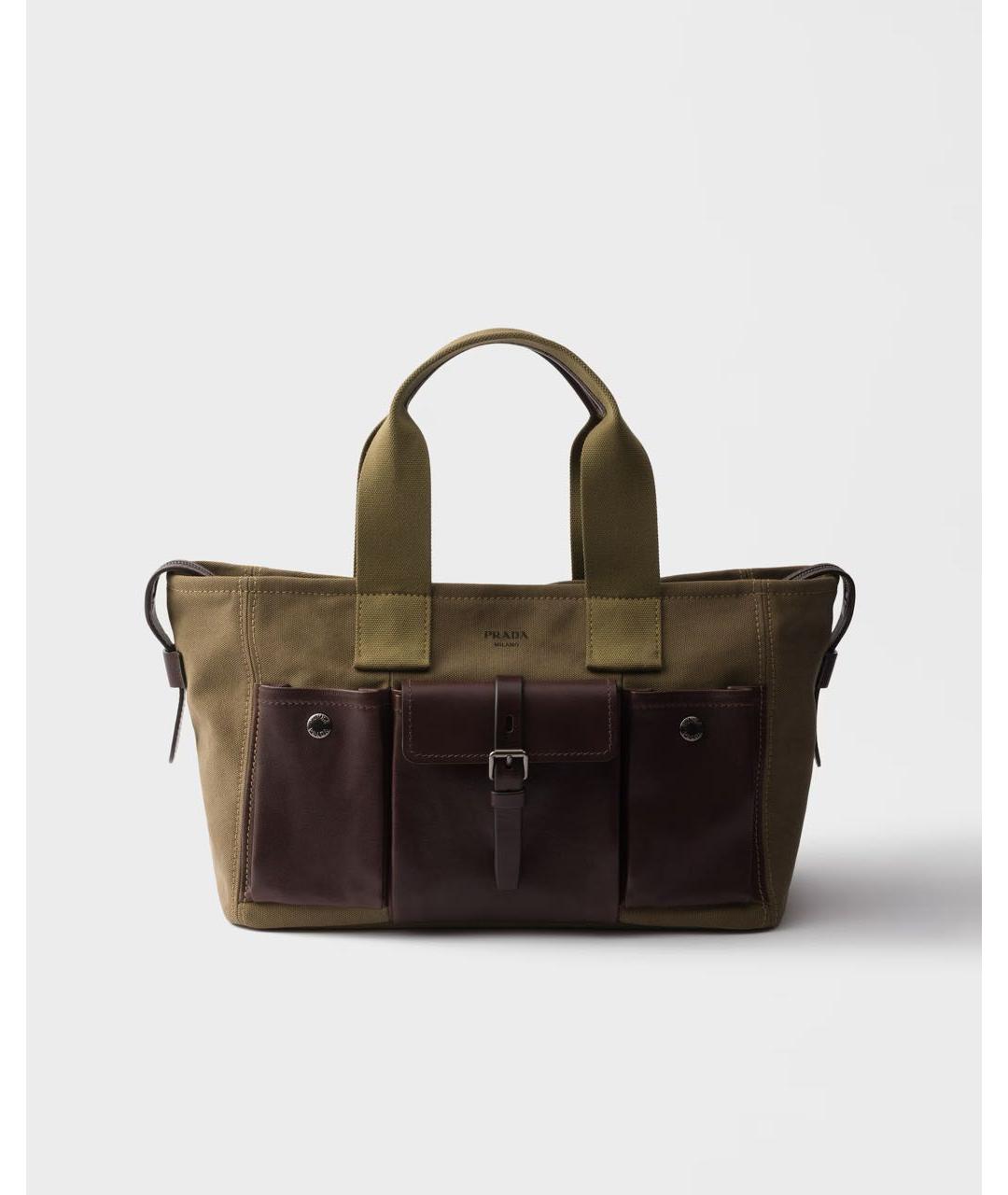 PRADA Хаки тканевая сумка тоут, фото 6