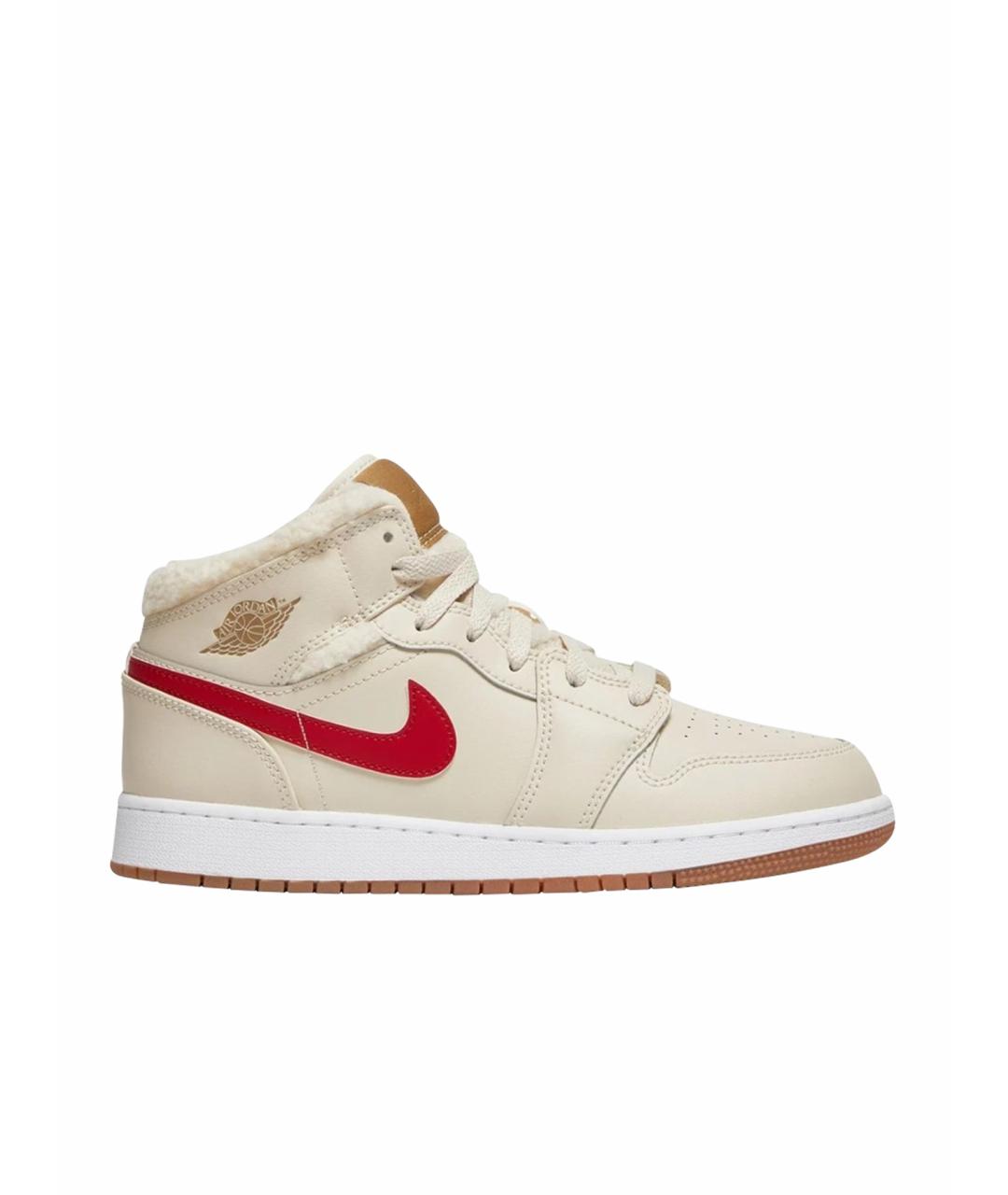 JORDAN Бежевые кожаные кроссовки, фото 1