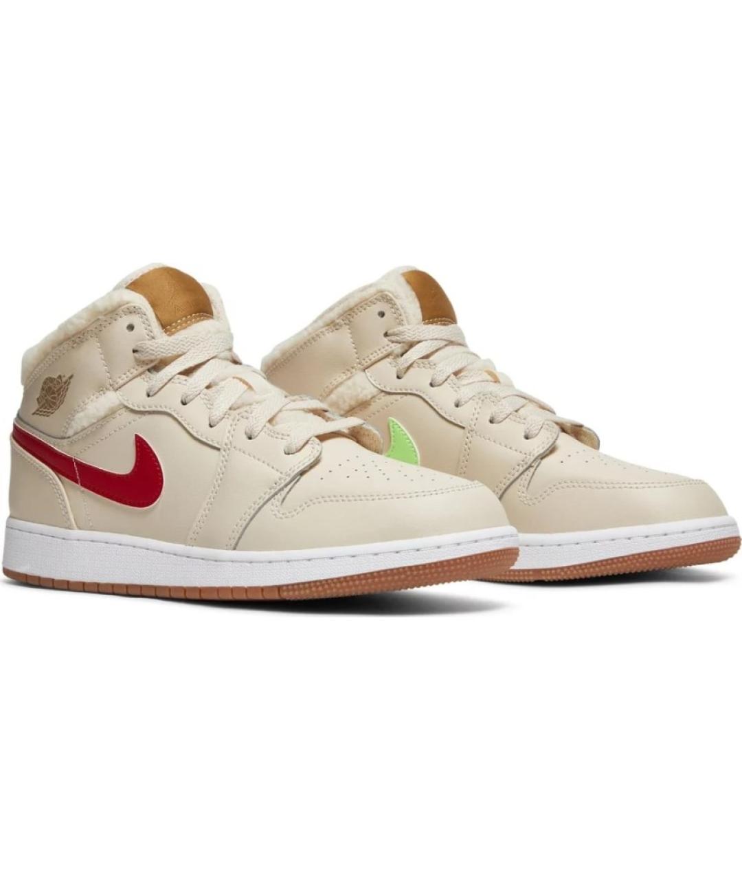 JORDAN Бежевые кожаные кроссовки, фото 2