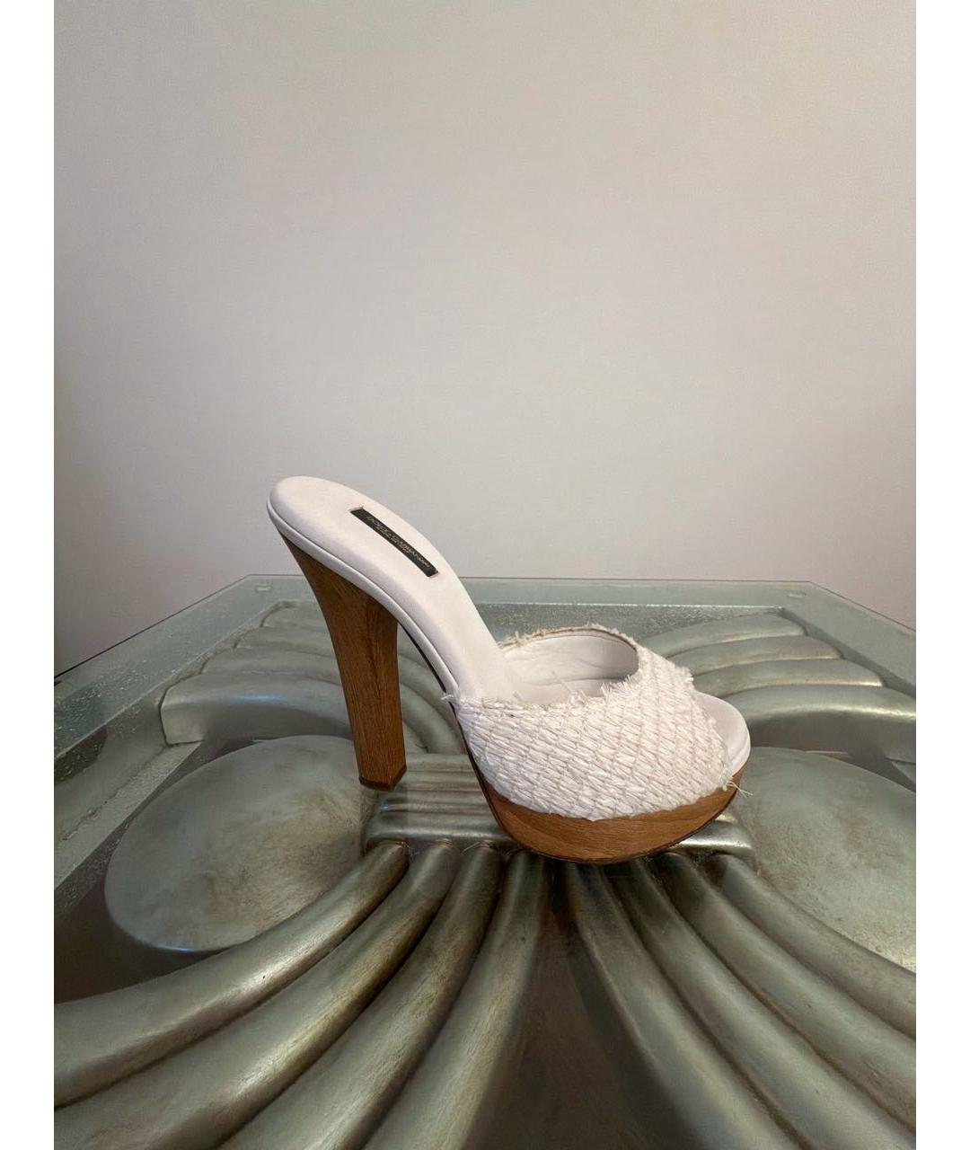 DOLCE&GABBANA Белые текстильные сабо, фото 5