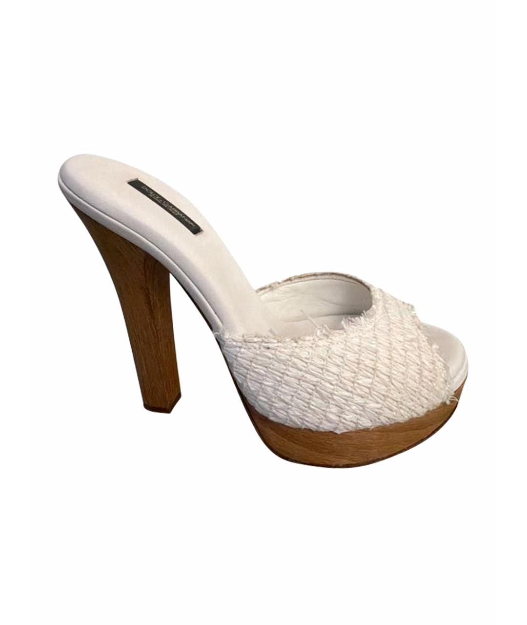 DOLCE&GABBANA Белые текстильные сабо, фото 1