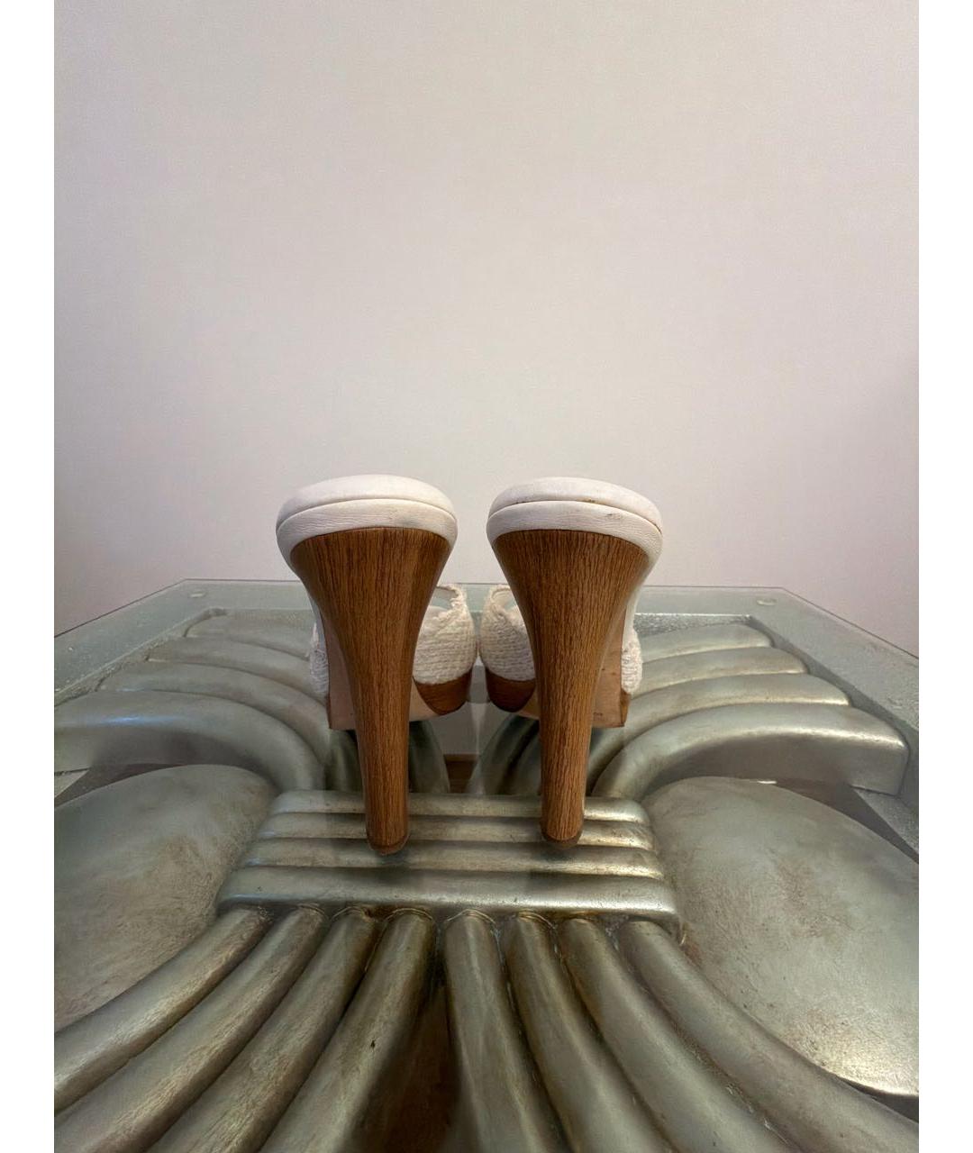 DOLCE&GABBANA Белые текстильные сабо, фото 4