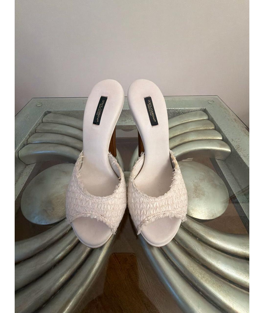 DOLCE&GABBANA Белые текстильные сабо, фото 2