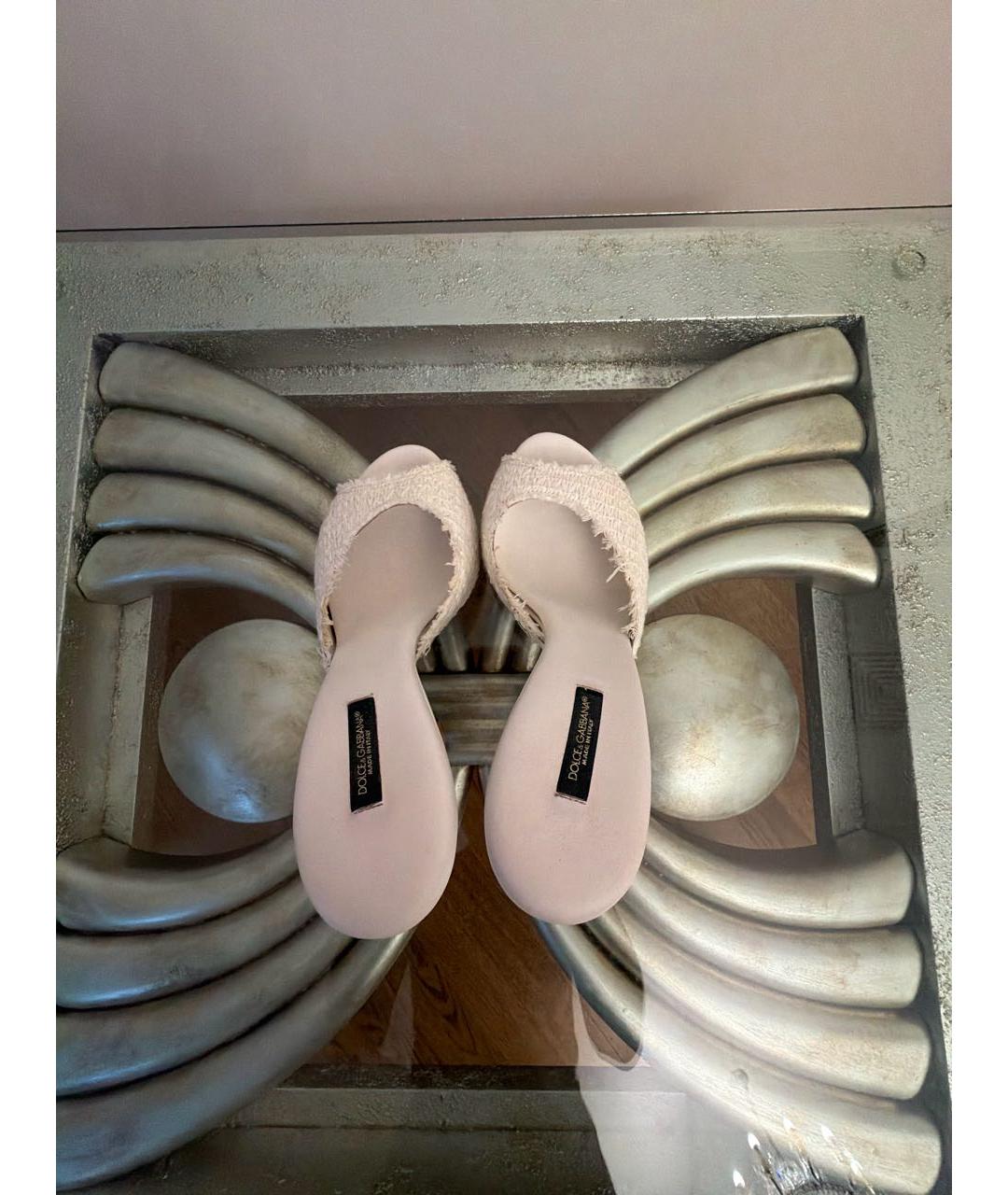 DOLCE&GABBANA Белые текстильные сабо, фото 3