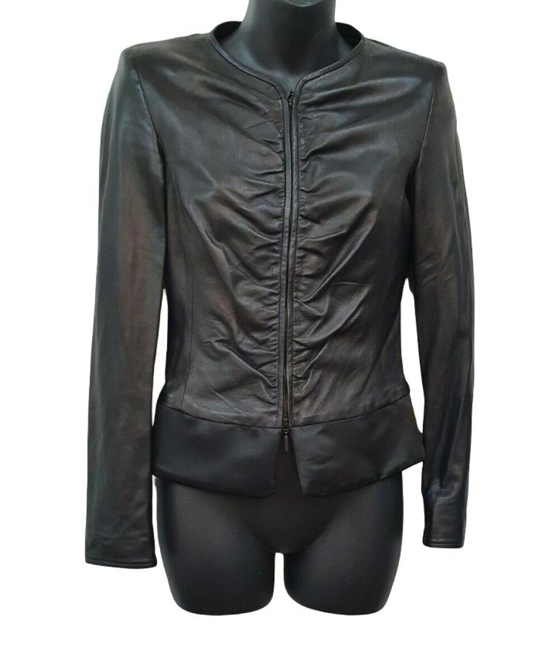 ARMANI EXCHANGE Черный кожаный жакет/пиджак, фото 3