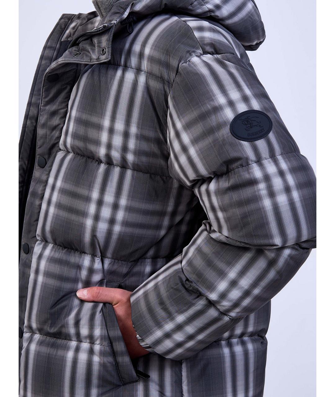 BURBERRY Серый полиэстеровый пуховик, фото 5