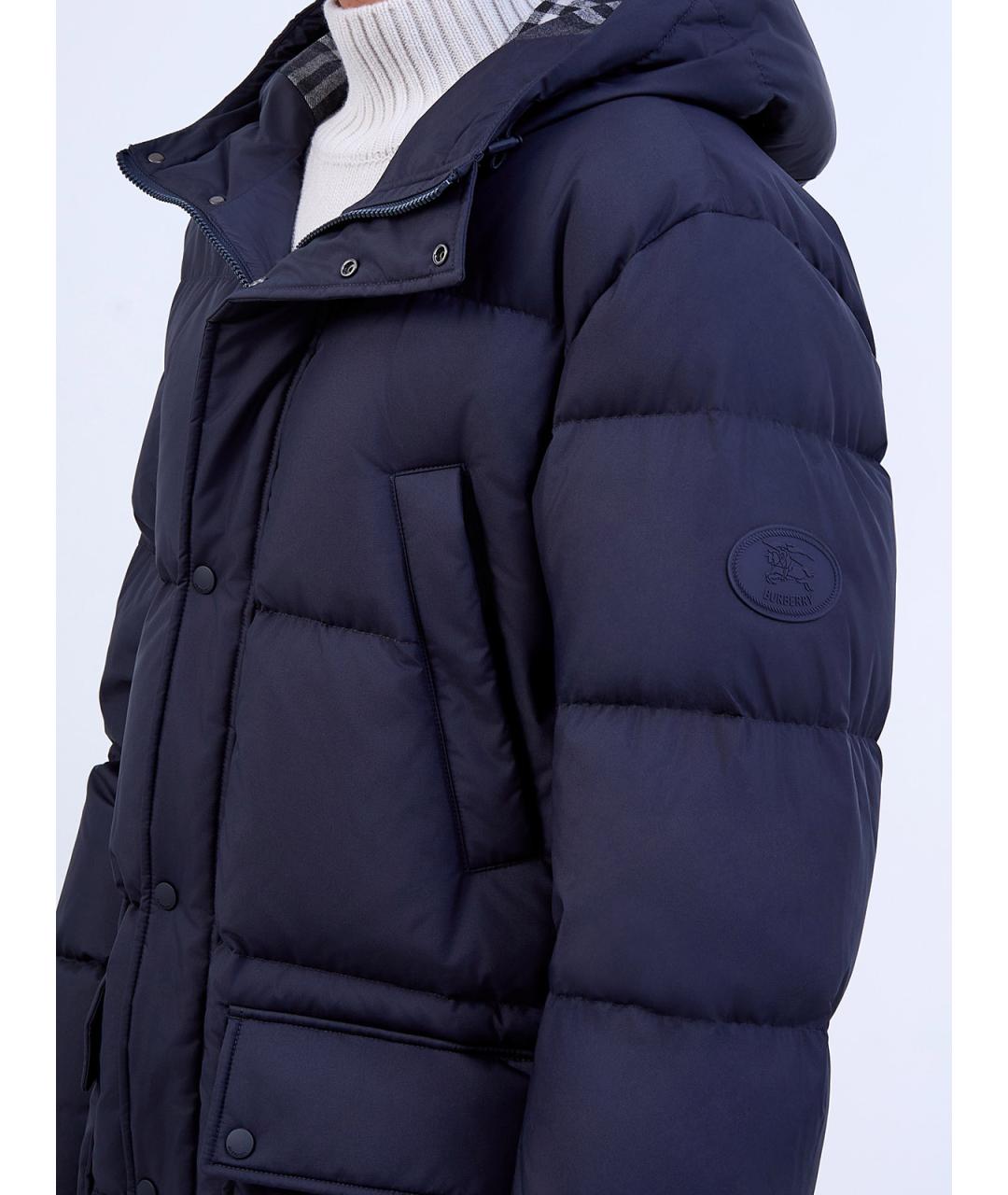 BURBERRY Темно-синий полиэстеровый пуховик, фото 5